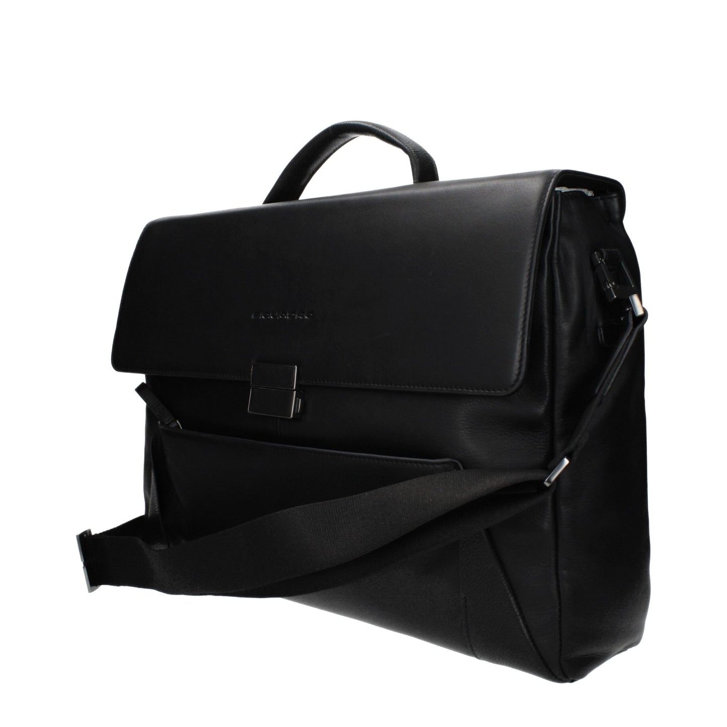 Black Leather Business And Laptop Bag
