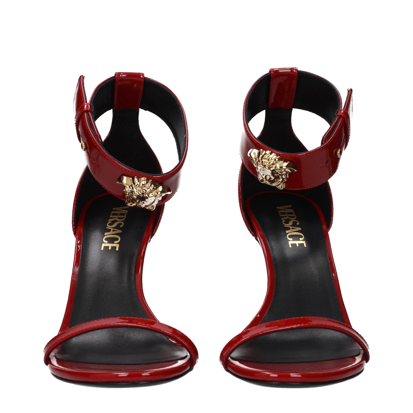 Red Leather Stiletto Heel Sandals