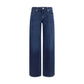 Blue Cotton Straight-Leg Jeans