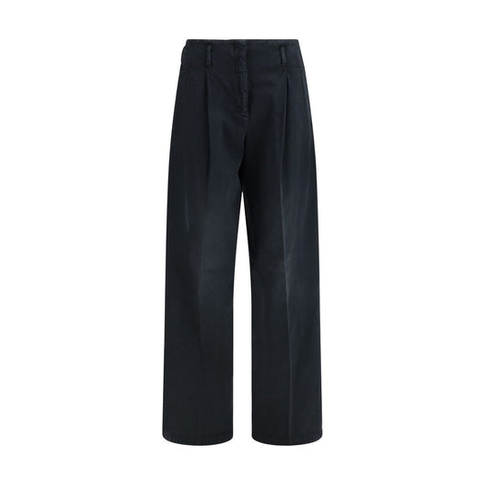 Black Cotton Casual Pants