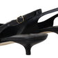 Black Leather Slingbacks Heels Pumps Shoes