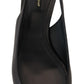 Black Leather Slingbacks Heels Pumps Shoes