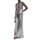 Silver Elastane Cocktail Dress