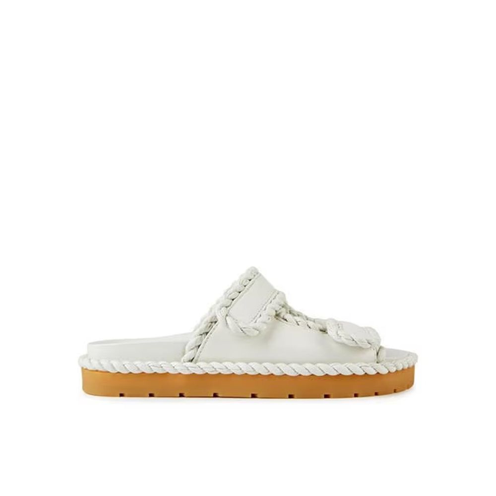 White Lamb Leather Flat Sandals
