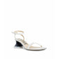 White Lamb Leather Stiletto Heel Sandals