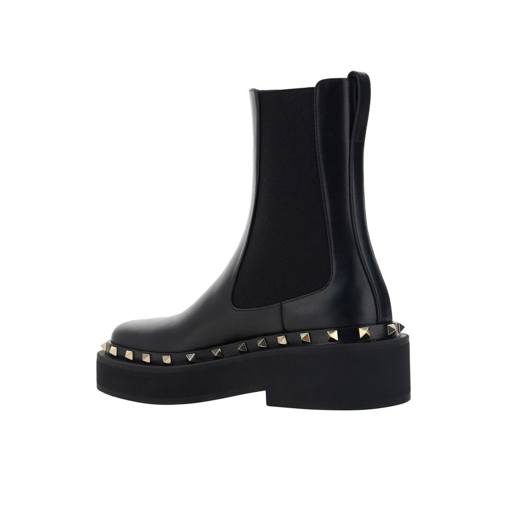 Black Calfskin Flat Boots