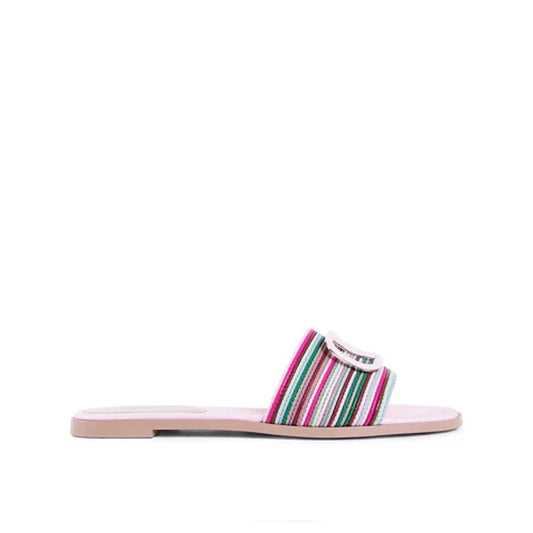 Multicolor Leather Slides