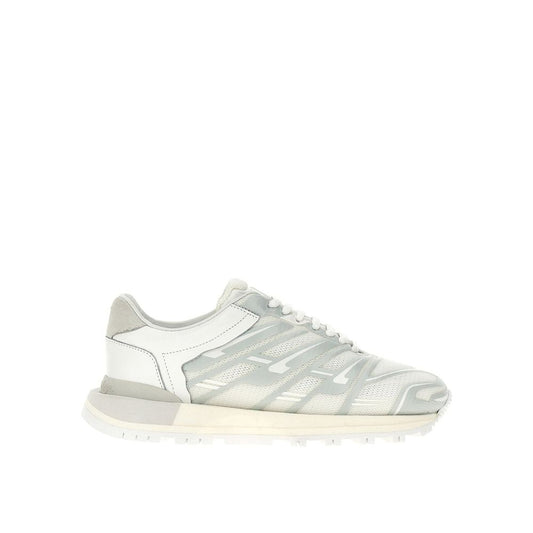White Fabric Athletic Sneakers