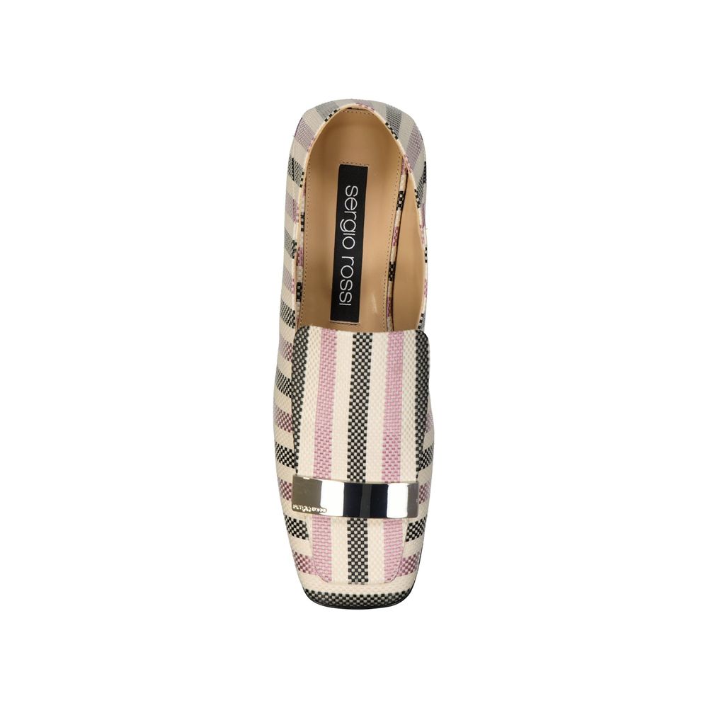 White Fabric Slip-On Loafers
