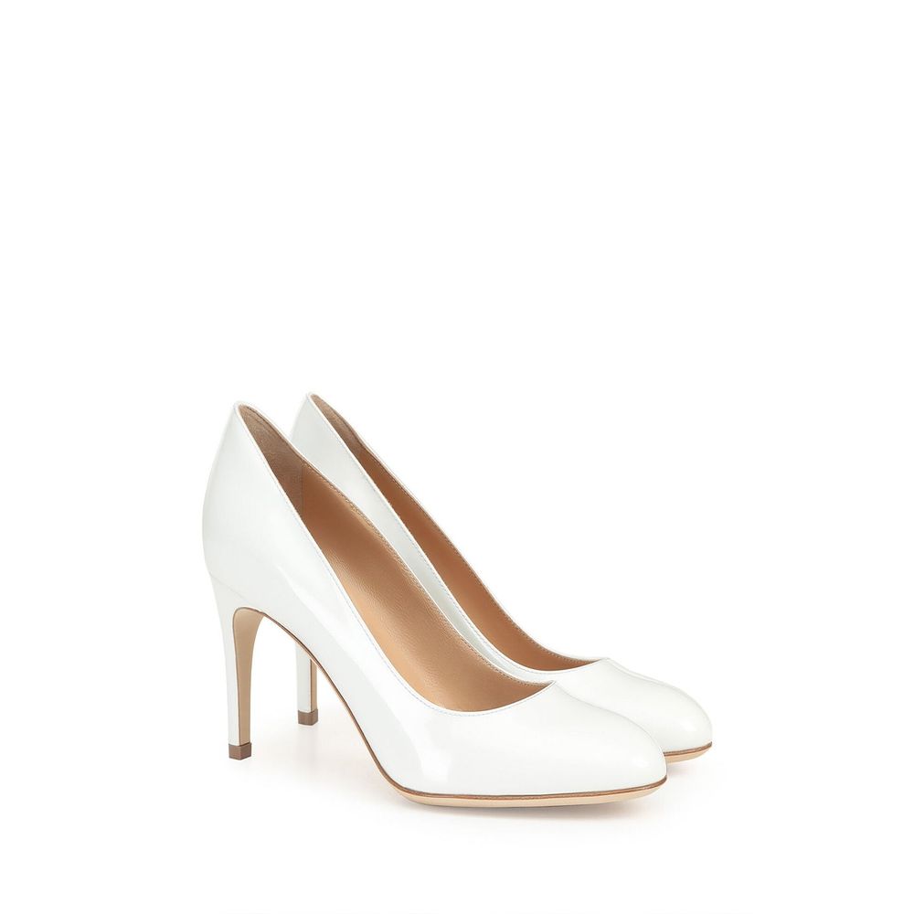 White Calfskin High Heel Pumps