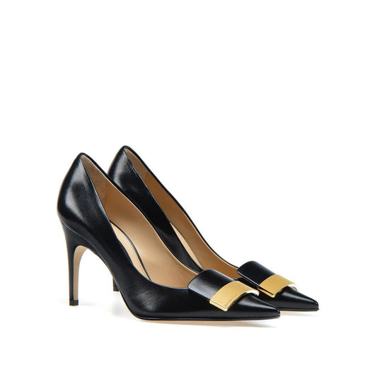 Black Calfskin High Heel Pumps