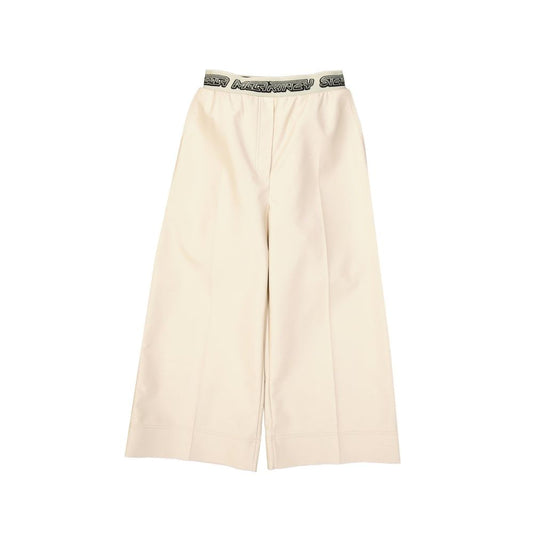 Beige Viscose Cropped Pants