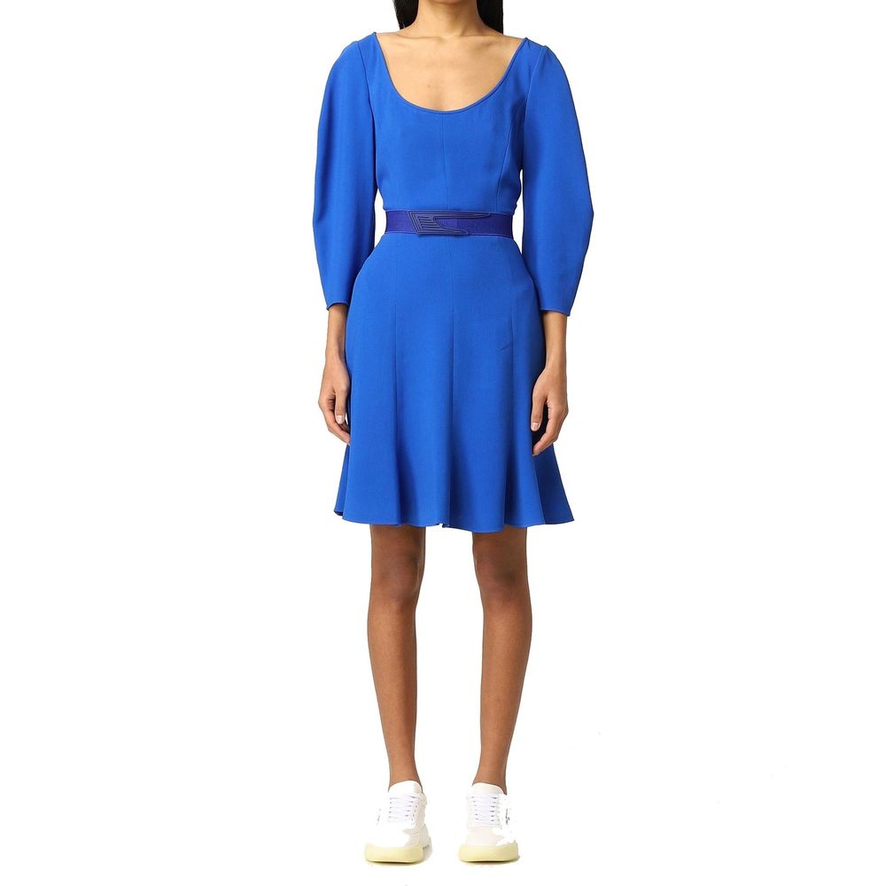 Blue Viscose Casual Dress