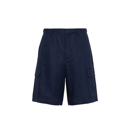 Blue Linen Bermuda Shorts