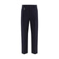 Blue Cotton Casual Pants