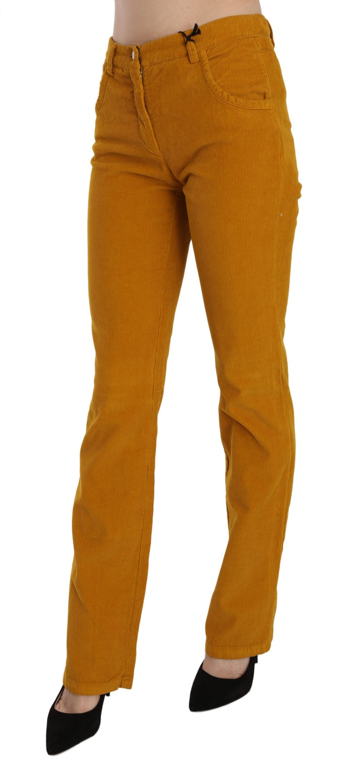 Orange High Waist Straight Trouser Pants