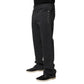 Black Straight Fit Mid Waist Denim Trouser Jeans