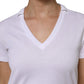 White V-Neck Cotton Short Sleeves T-shirt