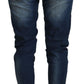 Blue Washed Cotton Slim Fit Women Denim Pants Jeans