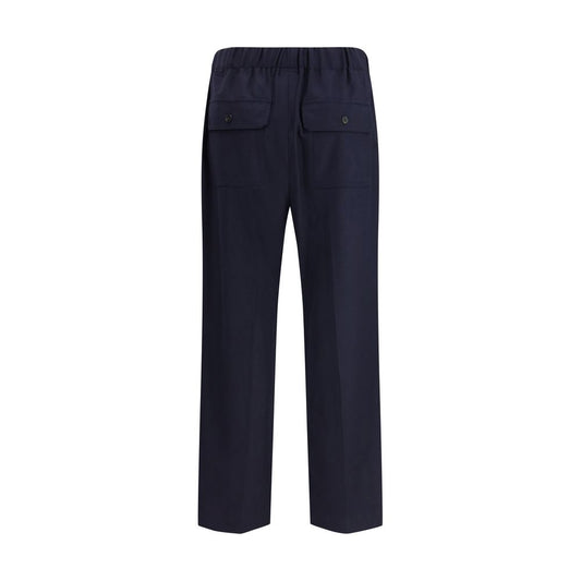 Blue Wool Casual Pants