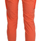 Cotton Orange High Waist Skinny Cropped Trouser Pants