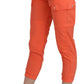 Cotton Orange High Waist Skinny Cropped Trouser Pants