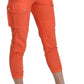 Cotton Orange High Waist Skinny Cropped Trouser Pants
