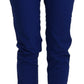 Cotton Royal Blue High Waist Skinny Cropped Trouser Pants