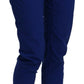Cotton Royal Blue High Waist Skinny Cropped Trouser Pants