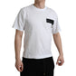 White Logo Patch Cotton Crew Neck T-shirt