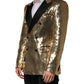 Gold Sequined Double Breasted Jacket Blazer