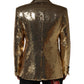 Gold Sequined Double Breasted Jacket Blazer