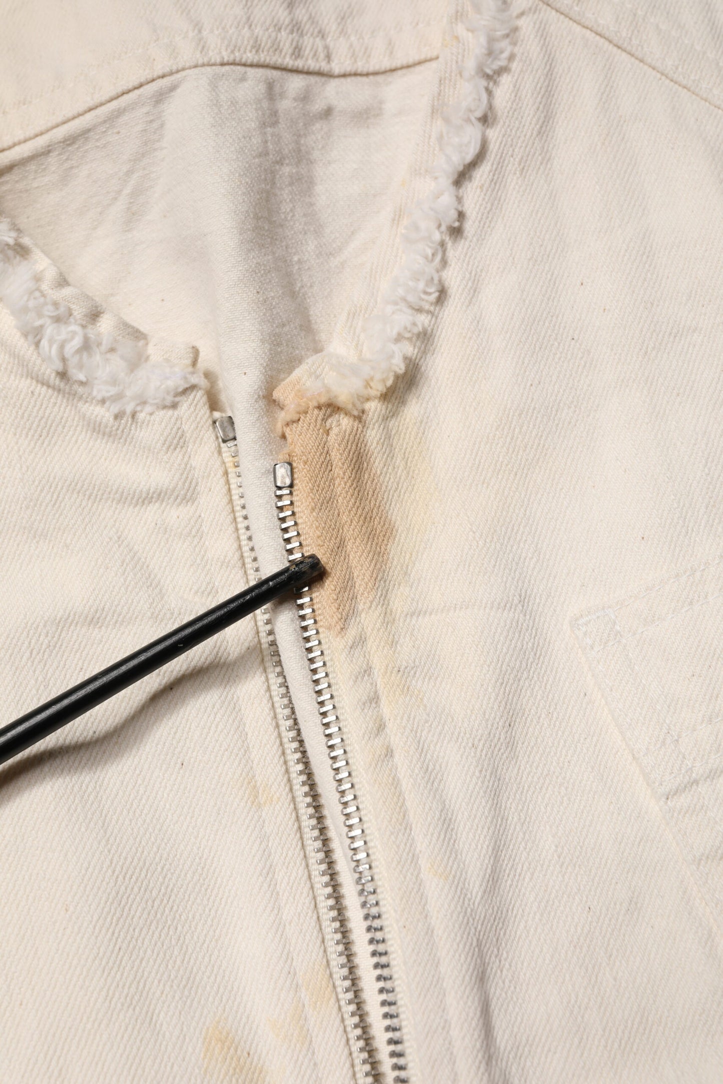 Off White Cotton Full Zip Denim Men Blouson Jacket