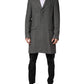 Gray Single Breasted Men Trench Coat Jacket