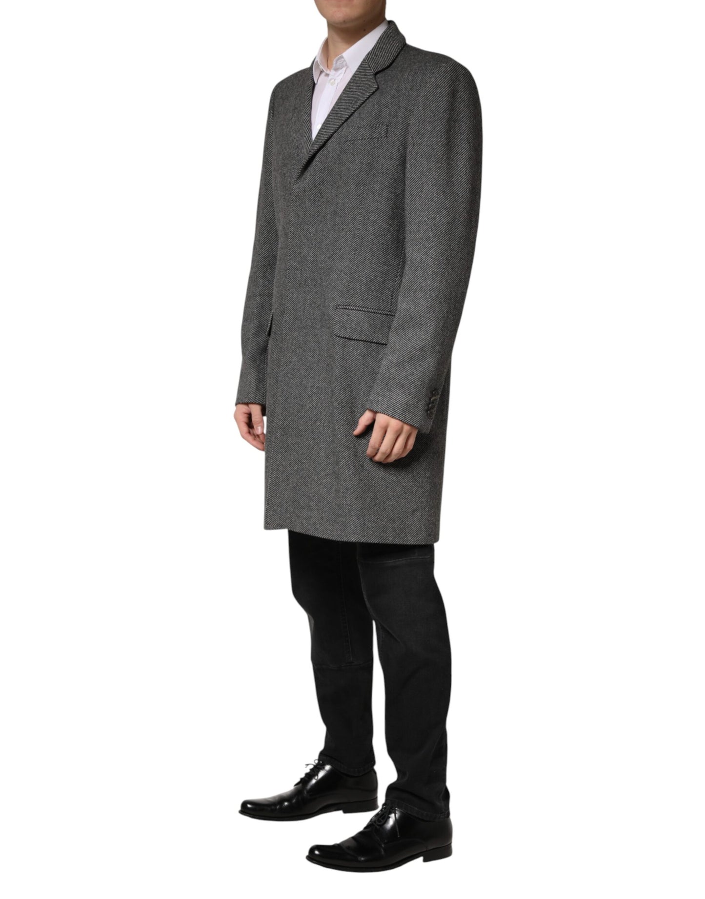Gray Single Breasted Men Trench Coat Jacket