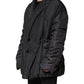 Black Silk Padded Parka Men Coat Jacket