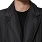 Black Silk Padded Parka Men Coat Jacket