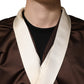 Brown Cream Lounge Belted Bathrobe Jacket