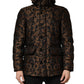 Black Floral Jacquard Quilted Hooded Jacket