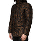 Black Floral Jacquard Quilted Hooded Jacket
