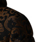 Black Floral Jacquard Quilted Hooded Jacket