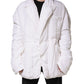 White Silk Padded Parka Men Coat Jacket