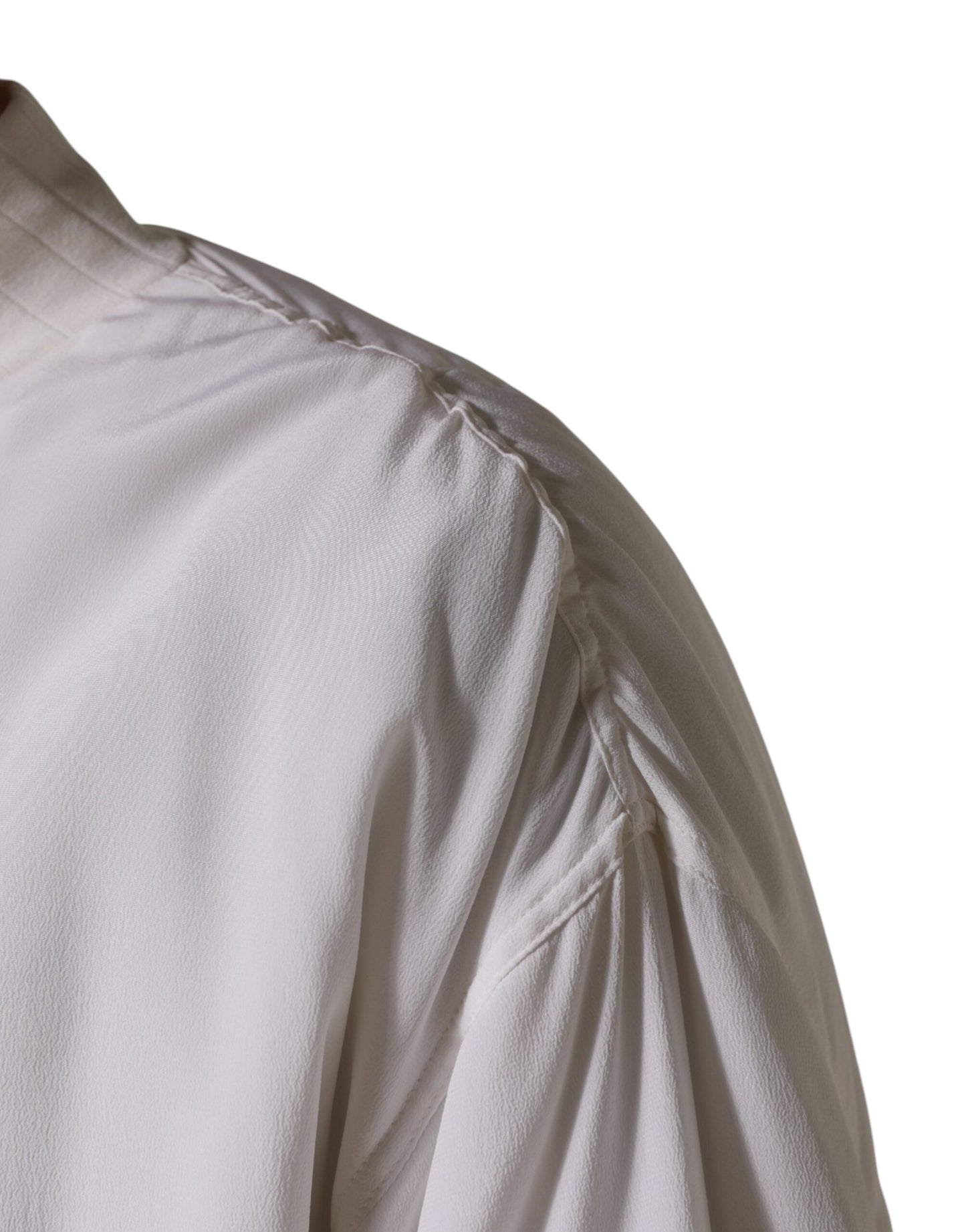 White Silk Full Zip Bomber Blouson Jacket