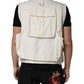White Cotton Cargo Men Vest Coat Jacket