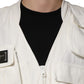 White Cotton Cargo Men Vest Coat Jacket