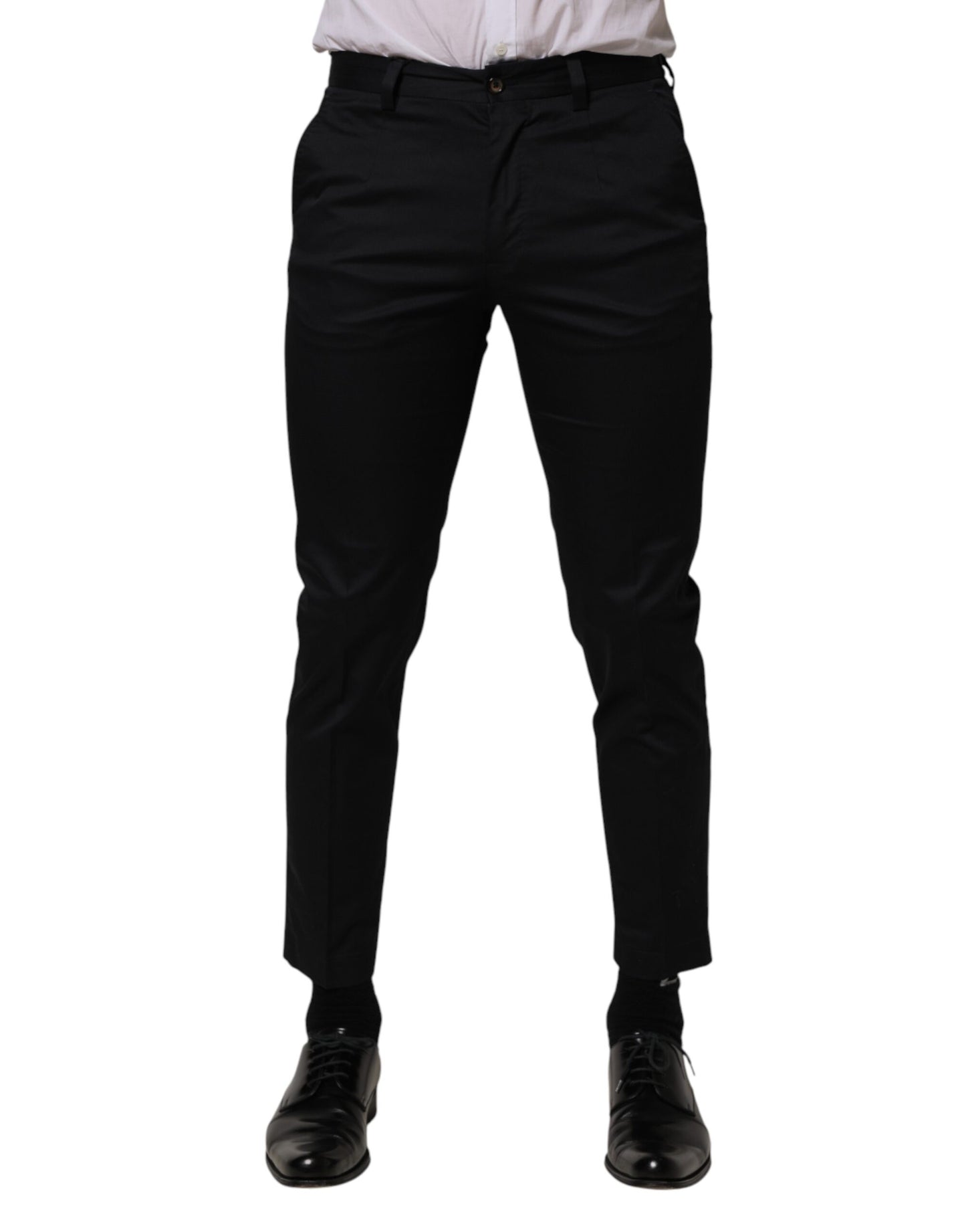 Dark Blue Cotton Skinny Dress Trouser Pants