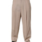 Beige Stretch Straight Men Dress Trouser Pants