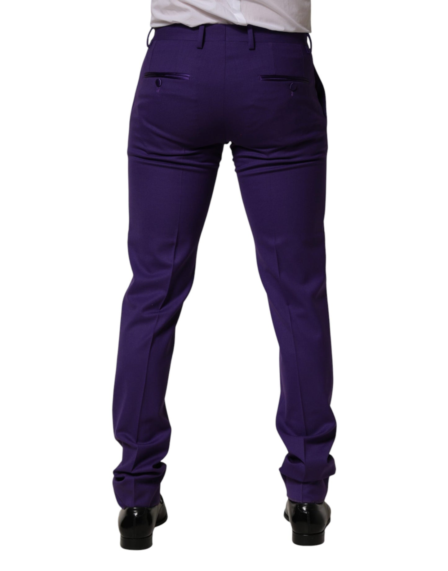 Purple Wool Skinny Dress Men Trouser Pants