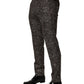 Brown Wool Plaid Skinny Dress Trouser Pants