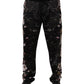 Black Floral Straight-Leg Chino Trouser Pants